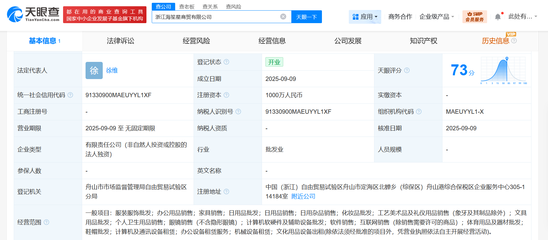 海馬體跨界布局 成立海笙星商貿公司，注冊資本1000萬進軍工藝美術品與禮儀用品市場